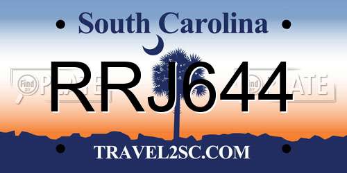 RRJ644 South Carolina License Plate