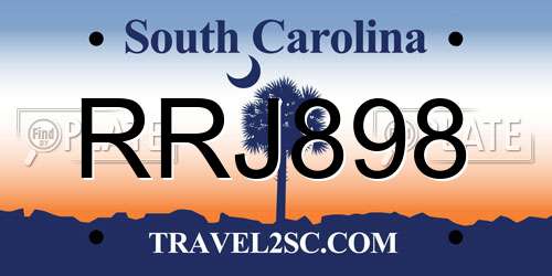 RRJ898 South Carolina License Plate