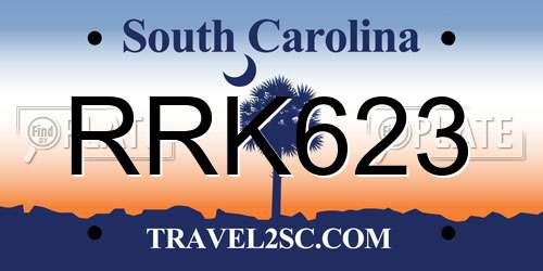 RRK623 South Carolina License Plate