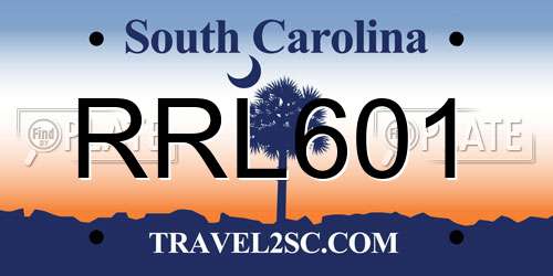 RRL601 South Carolina License Plate