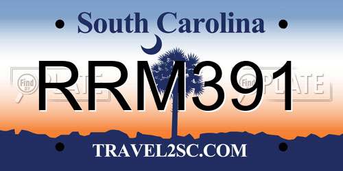 RRM391 South Carolina License Plate