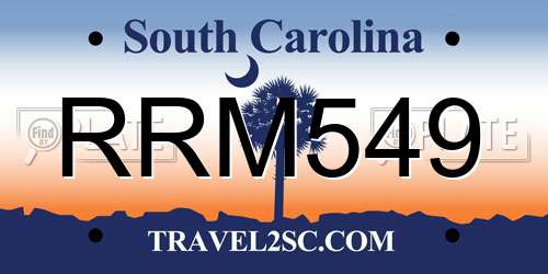RRM549 South Carolina License Plate