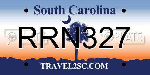 RRN327 South Carolina License Plate