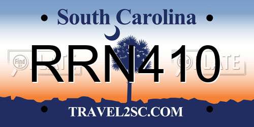 RRN410 South Carolina License Plate
