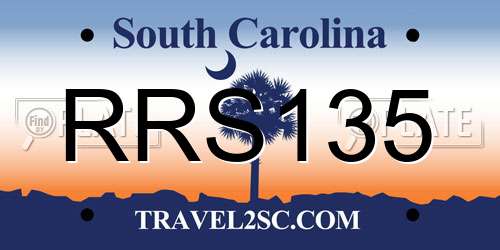 RRS135 South Carolina License Plate