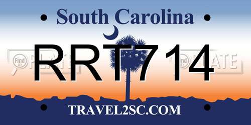 RRT714 South Carolina License Plate