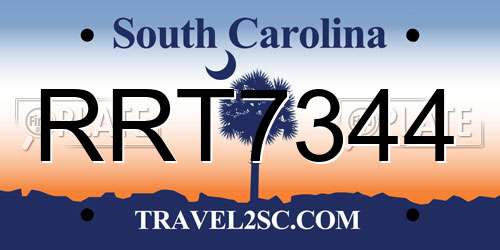 RRT7344 South Carolina License Plate
