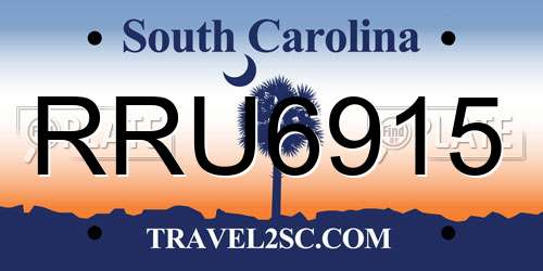 RRU6915 South Carolina License Plate