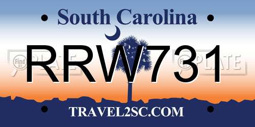 RRW731 South Carolina License Plate