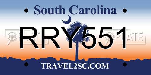 RRY551 South Carolina License Plate