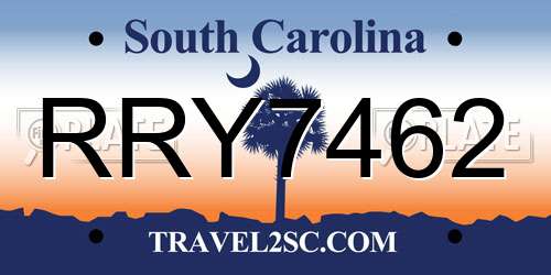 RRY7462 South Carolina License Plate