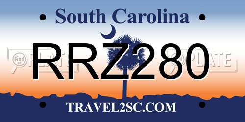 RRZ280 South Carolina License Plate