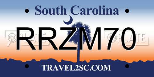 RRZM70 South Carolina License Plate