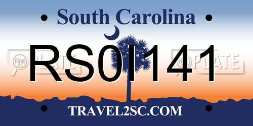 RS0I141 South Carolina License Plate