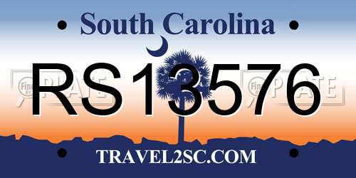 RS13576 South Carolina License Plate