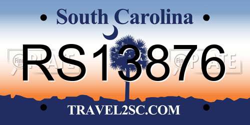RS13876 South Carolina License Plate