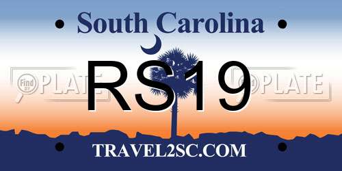 RS19 South Carolina License Plate