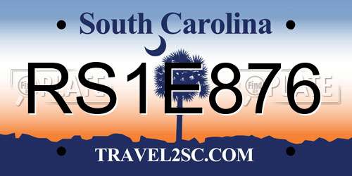 RS1E876 South Carolina License Plate