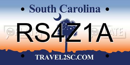RS4Z1A South Carolina License Plate