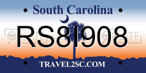 RS8I908 South Carolina License Plate