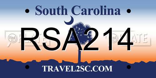 RSA214 South Carolina License Plate