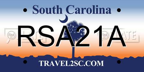 RSA21A South Carolina License Plate
