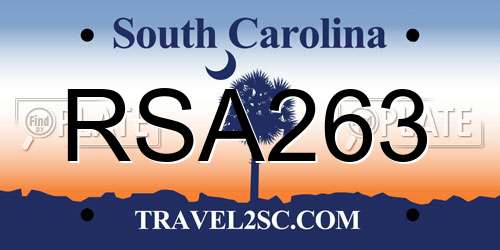 RSA263 South Carolina License Plate