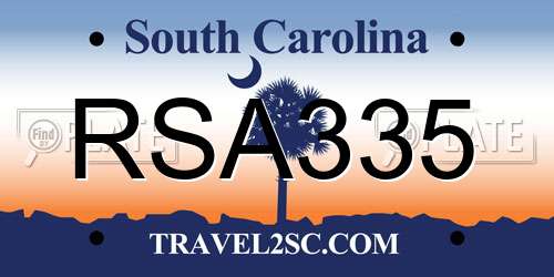 RSA335 South Carolina License Plate