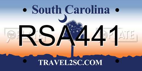 RSA441 South Carolina License Plate
