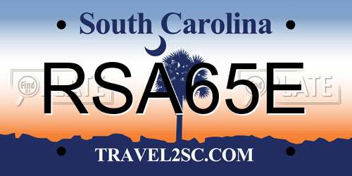 RSA65E South Carolina License Plate