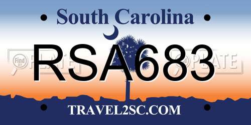 RSA683 South Carolina License Plate