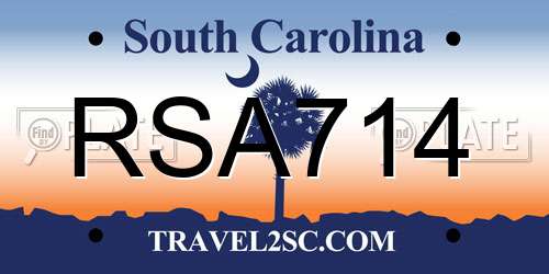 RSA714 South Carolina License Plate