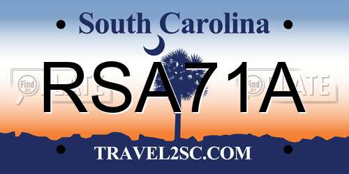RSA71A South Carolina License Plate