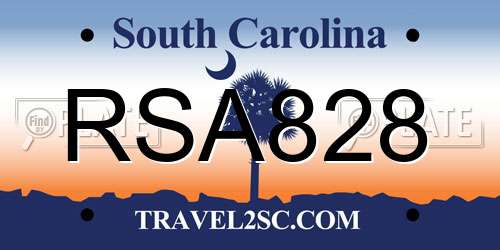 RSA828 South Carolina License Plate