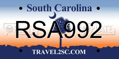 RSA992 South Carolina License Plate