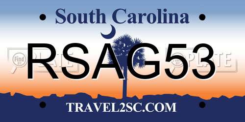 RSAG53 South Carolina License Plate
