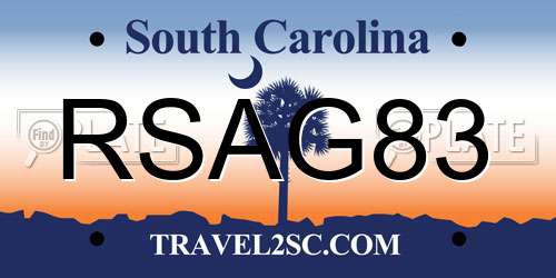 RSAG83 South Carolina License Plate