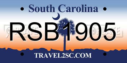 RSB1905 South Carolina License Plate