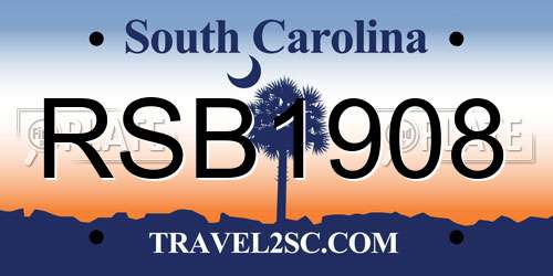 RSB1908 South Carolina License Plate