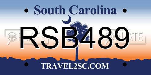 RSB489 South Carolina License Plate