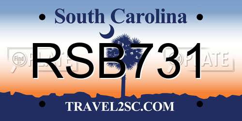 RSB731 South Carolina License Plate