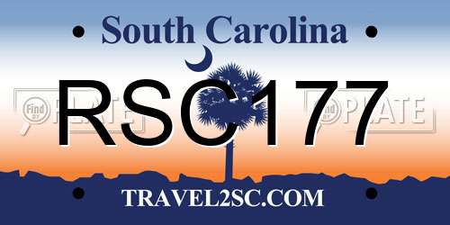 RSC177 South Carolina License Plate