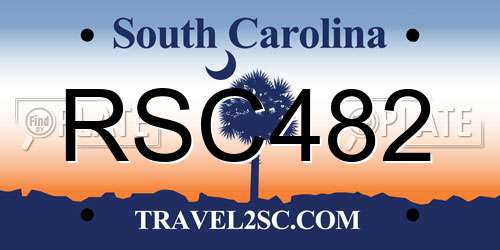 RSC482 South Carolina License Plate