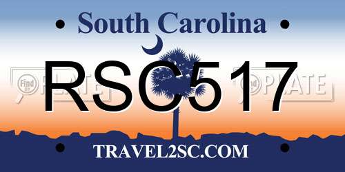 RSC517 South Carolina License Plate