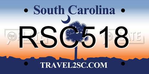 RSC518 South Carolina License Plate