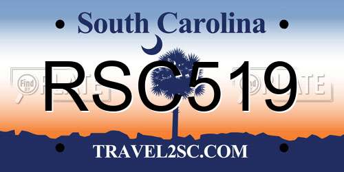 RSC519 South Carolina License Plate