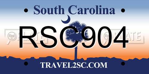 RSC904 South Carolina License Plate