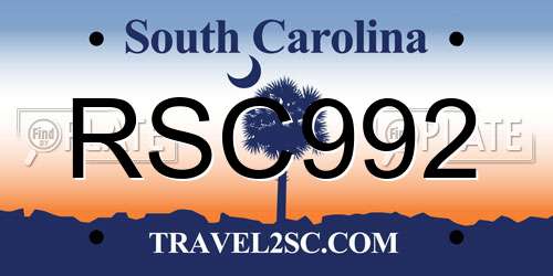 RSC992 South Carolina License Plate