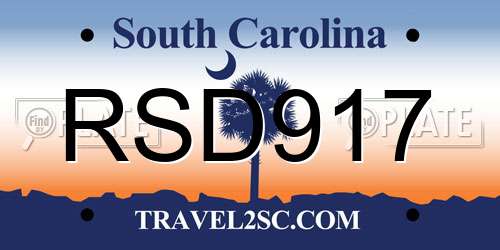 RSD917 South Carolina License Plate
