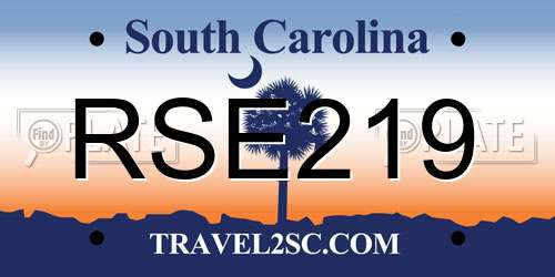RSE219 South Carolina License Plate